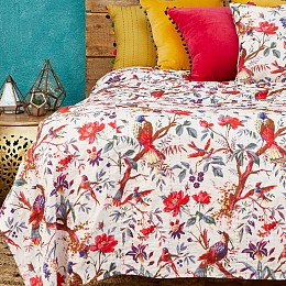 Ριχτάρι 200 x 230 Birds of paradise - Λευκό βαμβακερό