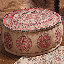 Πουφ 60εκ. Mandala Ροζ/Γκρι ύψος 25εκ.
