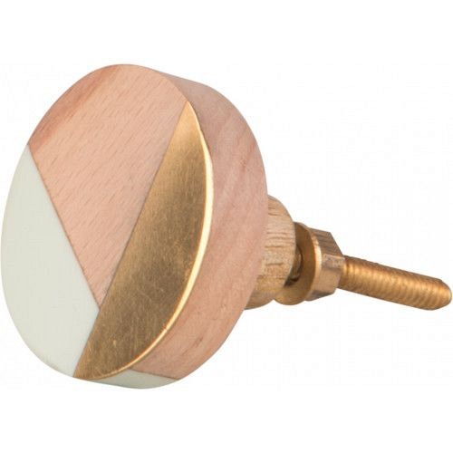 Πόμολο ξύλο/μπρούτζος aqua Διάμ.3,5εκ.