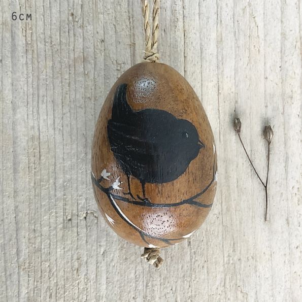 Αυγό με ζωγραφική -Μαυροπούλι 4x6εκ.