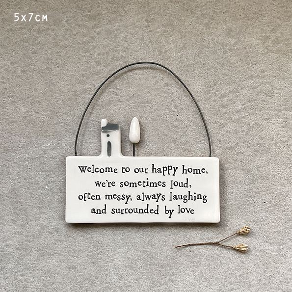 Πορσελάνινο στολίδι 7εκ.-Welcome to our happy home