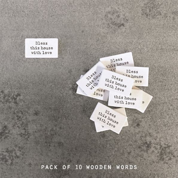 Επιγραφές μικρές ξύλινες Σετ/10 - Bless this house with love 1x1,6 εκ.