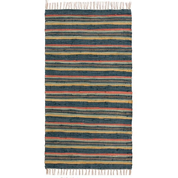 Χαλί Iona 60 x 90 μπλε/κίτρ/κόκκ. ρίγες