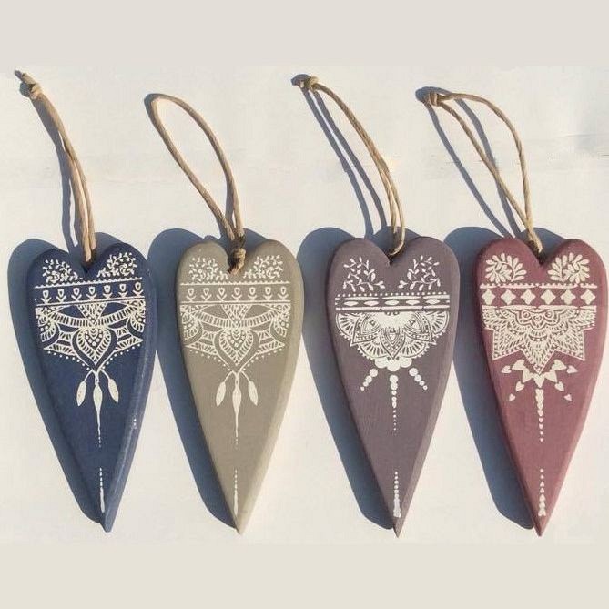 Καρδιά με σχέδια χέννας 16εκ.