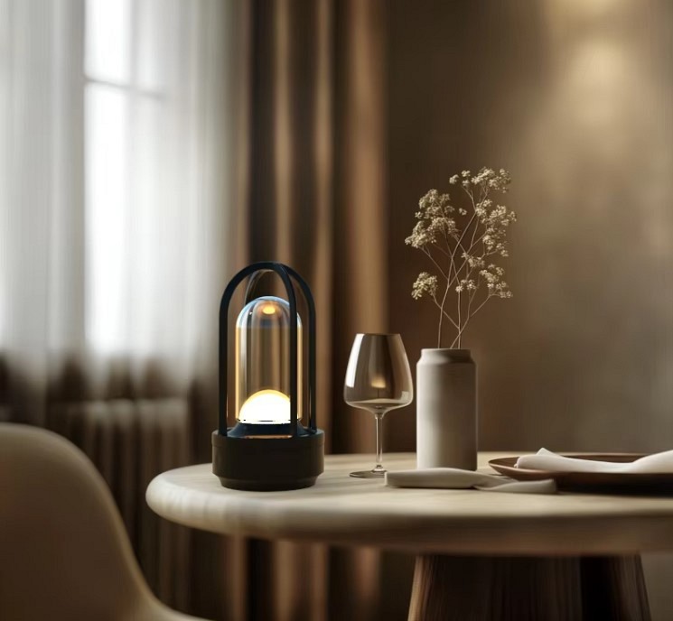 SE LED 17 TARO TABLE BATTERY LAMP LED BLACK  RECHARCHEABLE 9x17,5cm 3.5W 2600mah 3CCT CHARGING