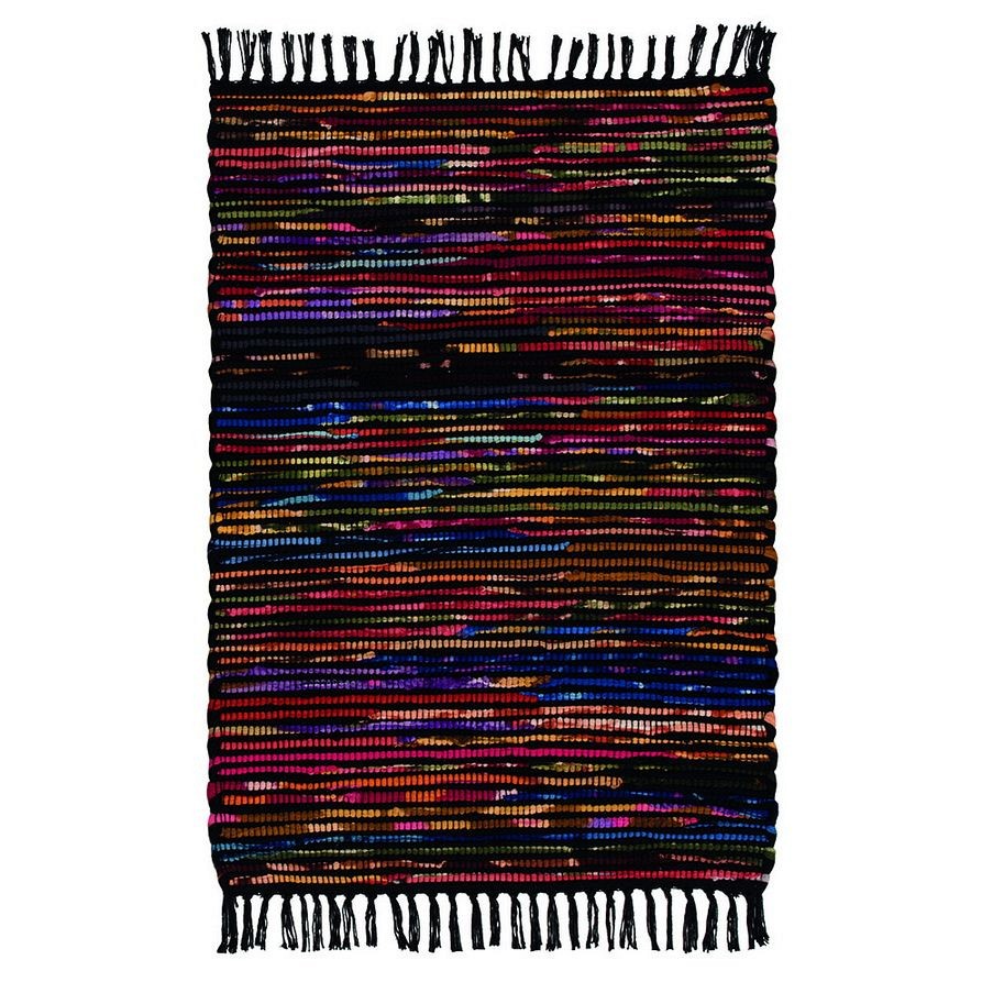 Χαλί βαμβάκι & fleece Μαύρο 60 x 90εκ.