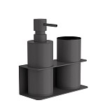 Επιτοίχια Dispenser & Ποτηροθήκη - Matt Anthracite, Pam & Co, W17 x D7 x H19 (cm), 80-113