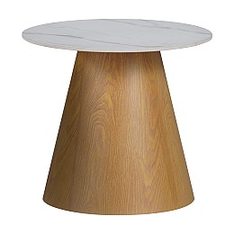 Βοηθητικό τραπέζι Soleire Inart λευκό μαρμάρου sintered stone Φ50x46εκ