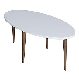 Τραπέζι σαλονιού Barton pakoworld λευκό-καφέ 90x45x40εκ