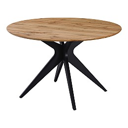 Τραπέζι Toda pakoworld mdf σε sonoma απόχρωση με μαύρα μεταλλικά πόδια Φ120x75εκ