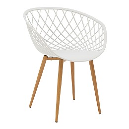Πολυθρόνα Ezra pakoworld λευκό pp-πόδι φυσικό μέταλλο 62x42x82εκ