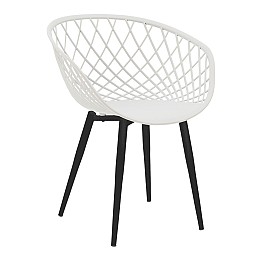 Πολυρόνα Ezra pakoworld λευκό pp-πόδι μαύρο μέταλλο 62x42x82εκ