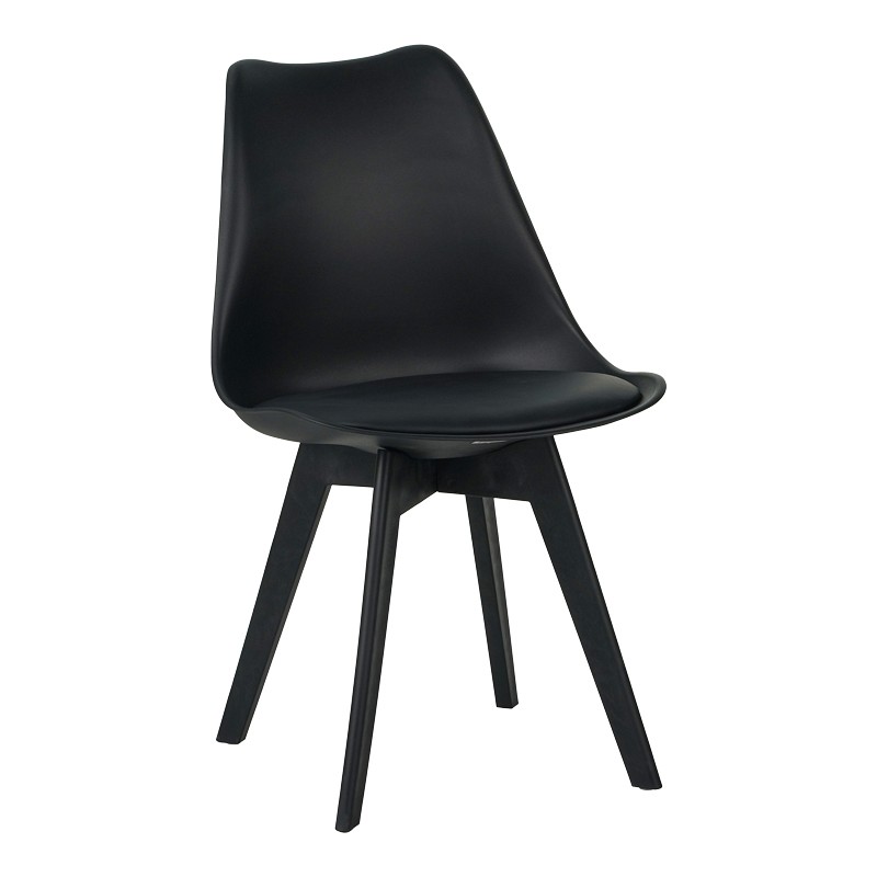 Καρέκλα Gaston I pakoworld PP-PU σε μαύρη απόχρωση 48.5x53.5x81.5εκ