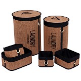 Σετ 6 τεμάχια καλάθια απλύτων bamboo φυσικό 42χ42χ58 cm Eurocasa