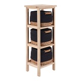 Έπιπλο ξύλινο με 3 συρτάρια από χόρτο -βαμβάκι 25χ25χ77 cm Eurocasa