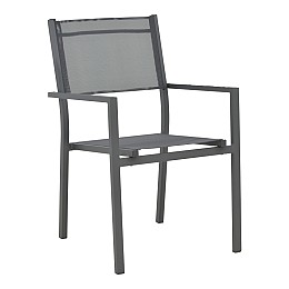 Πολυθρόνα Moly pakoworld  ανθρακί αλουμίνιο-textilene 61x56.5x87.5εκ