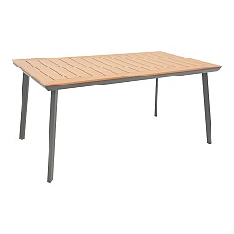 Τραπέζι Griffith pakoworld ανθρακί αλουμίνιο και plywood σε φυσική απόχρωση 160x80x74εκ