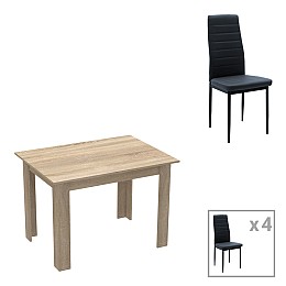 Τραπεζαρία Manka-Parker pakoworld σετ 5τεμ mdf σε μαύρη-sonoma απόχρωση 110x80x77εκ
