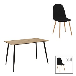 Τραπεζαρία Cuba-Bella pakoworld σετ 5τεμ mdf σε sonoma-ανθρακί απόχρωση 120x70x76cm
