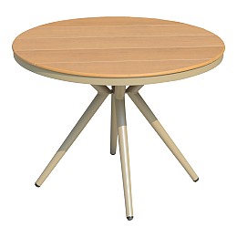 Τραπέζι Hilly pakoworld plywood και αλουμίνιο σε σαμπανιζέ απόχρωση Φ100x75εκ