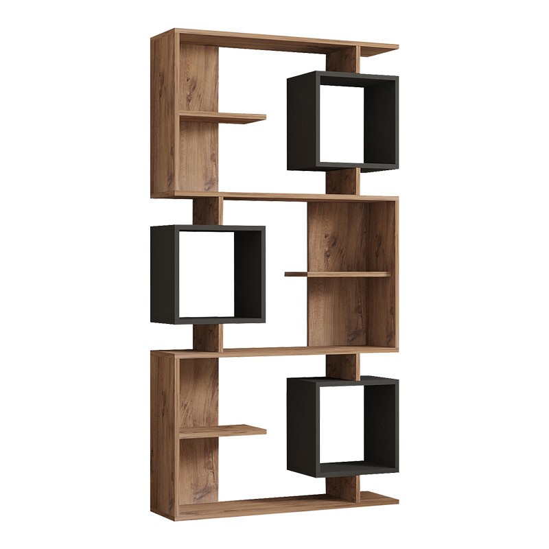 Βιβλιοθήκη Cubix pakoworld σε sonoma-ανθρακί απόχρωση 90x24,6x171,90εκ