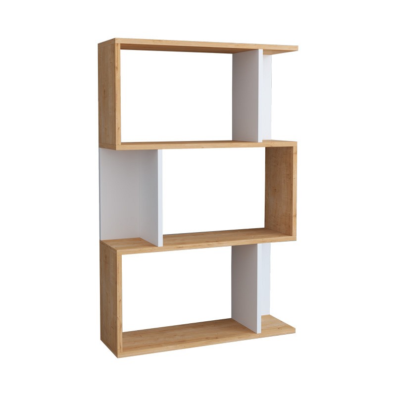 Βιβλιοθήκη Kadu pakoworld σε oak-λευκή απόχρωση  72x22x108εκ