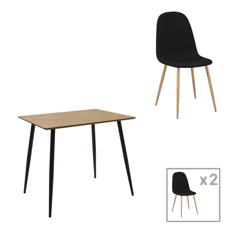 Τραπεζαρία Cuba-Bella pakoworld σετ 3τεμ mdf σε sonoma-ανθρακί απόχρωση 70x70x76cm