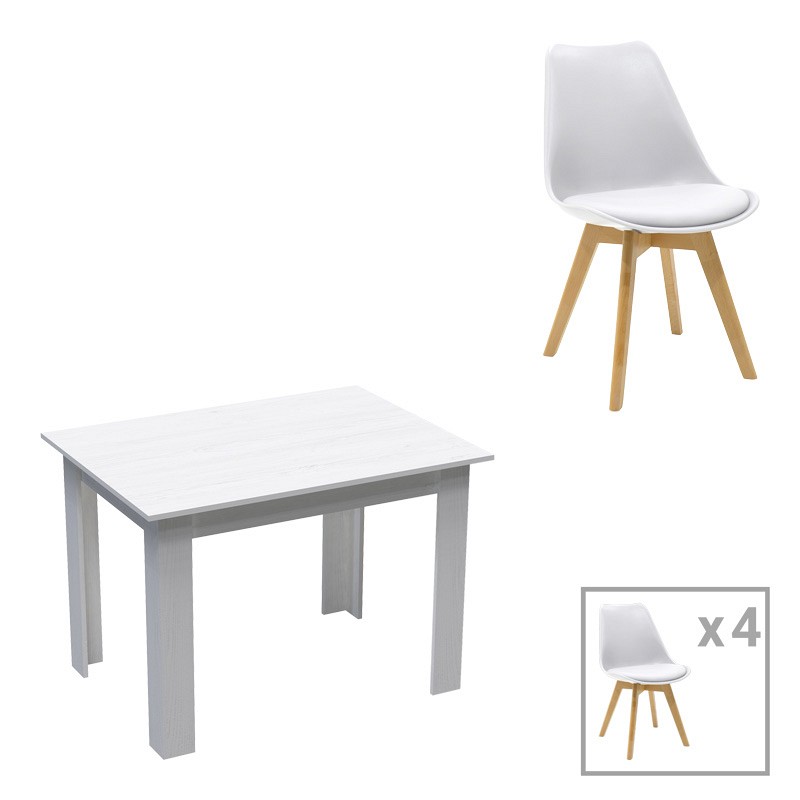 Τραπεζαρία Manka-Gaston pakoworld σετ 5τεμ σε λευκή απόχρωση 110x80x77εκ