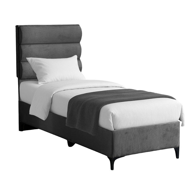 Κρεβάτι Limit pakoworld ύφασμα σε ανθρακί απόχρωση 90x200εκ