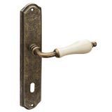 Roline Κ305 Πόμολο Πόρτας με Πλάκα από Ορείχαλκο & Πορσελάνη Αντικέ-Μπεζ 255x45x129mm