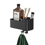 Tiger 2-Store Επιτοίχιο Ράφι με Θήκες και Κρεμάστρες 25 cm Black 800374