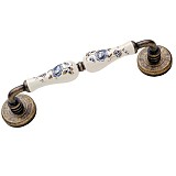 Roline Κ310 Λαβή Εξώπορτας από Ορείχαλκο & Πορσελάνη Αντικέ-Μπλε με Kέντρα 216mm