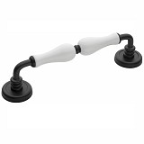 Roline Κ306 Λαβή Εξώπορτας από Ορείχαλκο & Πορσελάνη Μαύρο Ματ-Λευκό με Kέντρα 216mm