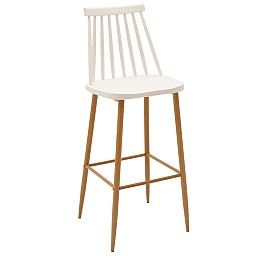 Σκαμπό μπαρ Aurora pakoworld pp λευκό-φυσικό πόδι 42x49x109εκ