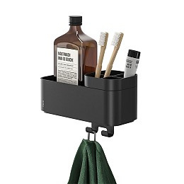 Tiger 2-Store Επιτοίχιο Ράφι με Θήκες και Κρεμάστρες 25 cm Black 800374