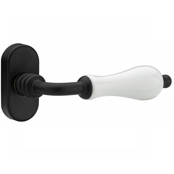 Roline Κ306 Γρυλόχερο Παραθύρου Ανάκλησης από Ορείχαλκο & Πορσελάνη Μαύρο Ματ-Λευκό 32x62x129mm