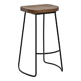 Σκαμπό μπαρ Lamul pakoworld ξύλο φτελιάς σε καρυδί-μαύρη απόχρωση και μέταλλο 48x42x71εκ