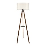 Φωτιστικό δαπέδου Thomas Megapap E27 Mdf/ύφασμα Pvc χρώμα καρυδί - κρεμ 38x38x135εκ.
