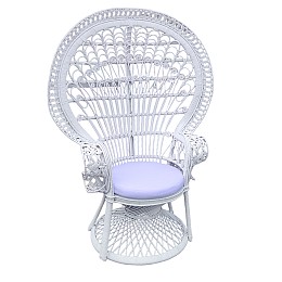 Πολυθρόνα Dorothy Inart με λευκό μαξιλάρι-λευκό rattan 115x53x147εκ