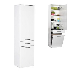 Ντουλάπι με καλάθι απλύτων Diamond Megapap χρώμα λευκό gloss 52x38x187εκ.