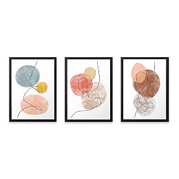 Πίνακας "Circles" Megapap 3 τμχ. σε πλαίσιο 35x45x2εκ.