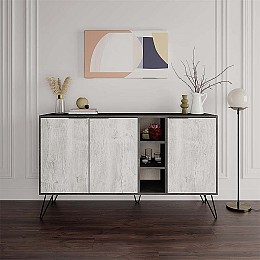 Μπουφές Clara Megapap χρώμα γκρι ρετρό - λευκό αντικέ 142x35,6x83εκ.