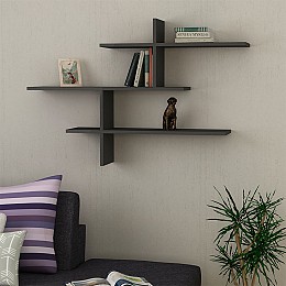 Ραφιέρα τοίχου Leo Megapap χρώμα ανθρακί 123x22x80εκ.