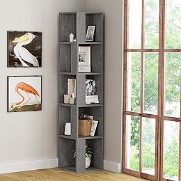 Βιβλιοθήκη γωνιακή Piano Megapap χρώμα γκρι ρετρό 31,4x31,4x158,9εκ.