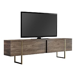 Έπιπλο τηλεόρασης Luxe Megapap χρώμα καρυδί - χρυσό 180x30x50εκ.
