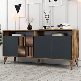 Μπουφές Milan Megapap χρώμα καρυδί - ανθρακί 180x35x78,6εκ.