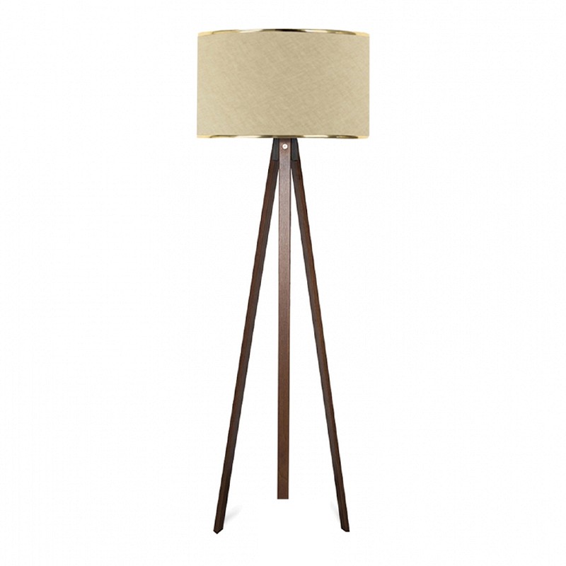 Φωτιστικό δαπέδου Rosling Megapap Mdf/ύφασμα Pvc χρώμα καρυδί/μπεζ 38x21x140εκ.