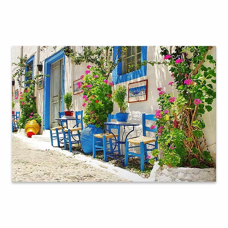 Πίνακας σε καμβά \"Greek Street Tavern\" Megapap ψηφιακής εκτύπωσης 60x40x3εκ.