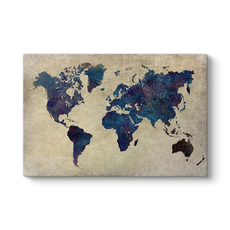 Πίνακας σε καμβά \"World Map\" Megapap ψηφιακής εκτύπωσης 125x80x3εκ.