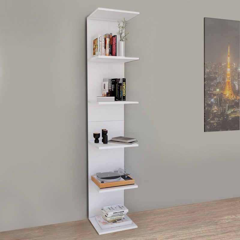 Βιβλιοθήκη - Ραφιέρα τοίχου μελαμίνης Ogden Megapap χρώμα λευκό 34,5x30x180εκ.